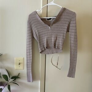 Knit distressed hooded cropped sweater